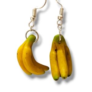 Banana Clay Earrings, Realistic Polymer Clay, Foodie Gift, Banana